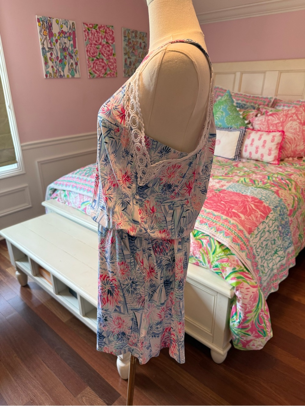 NWT Lilly Pulitzer Red & Blue Sailboat Sleeveless Romper - Picture 8 of 9